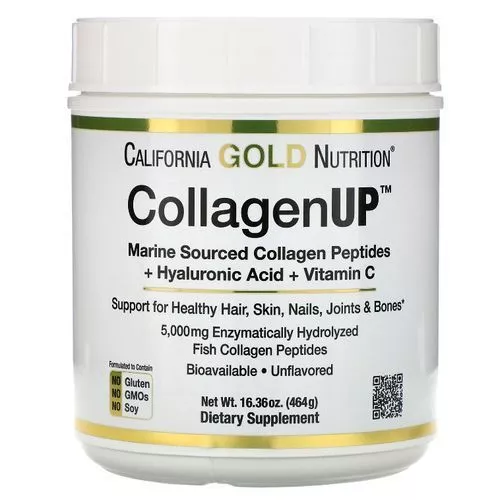 CALIFORNIA GOLD NUTRITION, COLLAGENUP, ACIDE HYALURONIQUE AU COLLAGÈNE MARIN HYDROLYSÉ VITAMINE C, SANS SAVEUR, 464 G CALIFORNIA GOLD NUTRITION COLLAGENUP 464 G