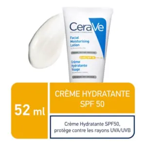CERAVE CRÈME HYDRATANTE VISAGE SPF50 PEAUX NORMALES À SÉCHES 52ML